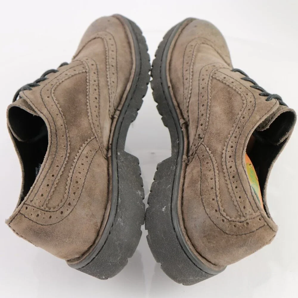 Born Mens Oxford Size 9 Brown Suede Wingtip‎ Brogue Lug Sole Dress Shoe